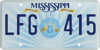 MS license plate LFG415