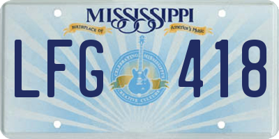 MS license plate LFG418