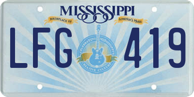 MS license plate LFG419