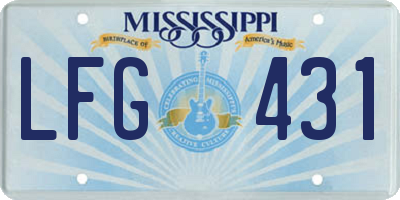 MS license plate LFG431