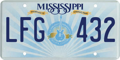 MS license plate LFG432