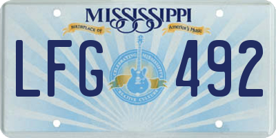 MS license plate LFG492