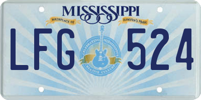 MS license plate LFG524