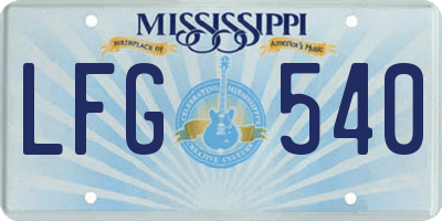 MS license plate LFG540