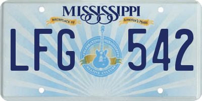 MS license plate LFG542