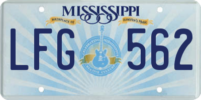 MS license plate LFG562