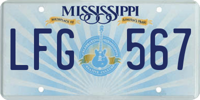 MS license plate LFG567
