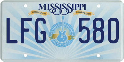 MS license plate LFG580