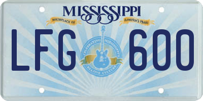 MS license plate LFG600