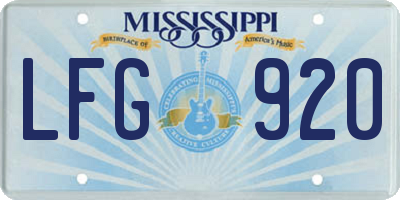 MS license plate LFG920