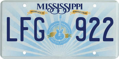 MS license plate LFG922