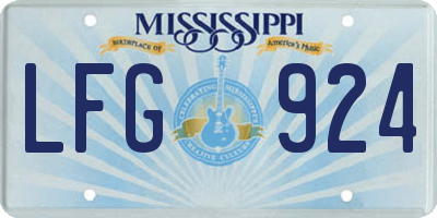 MS license plate LFG924