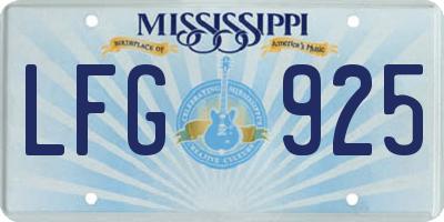 MS license plate LFG925