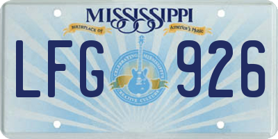 MS license plate LFG926