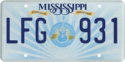 MS license plate LFG931
