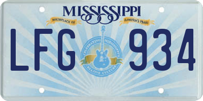 MS license plate LFG934