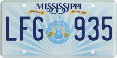 MS license plate LFG935