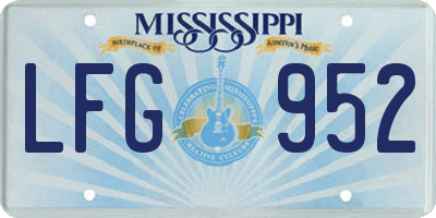 MS license plate LFG952