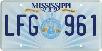 MS license plate LFG961