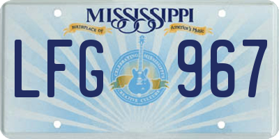 MS license plate LFG967