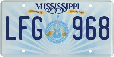 MS license plate LFG968