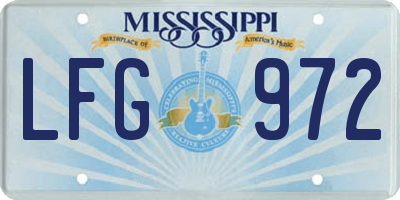 MS license plate LFG972