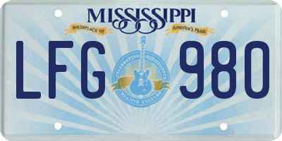 MS license plate LFG980