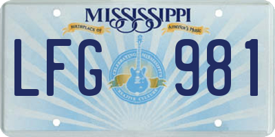 MS license plate LFG981