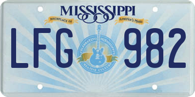 MS license plate LFG982