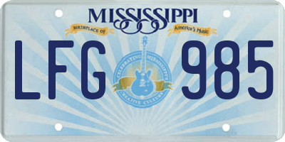 MS license plate LFG985