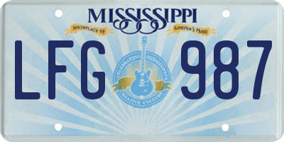 MS license plate LFG987