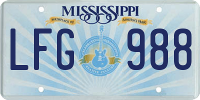 MS license plate LFG988