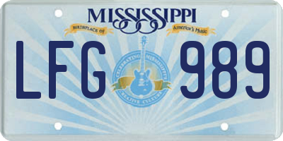 MS license plate LFG989