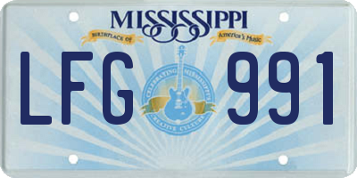 MS license plate LFG991