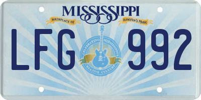 MS license plate LFG992
