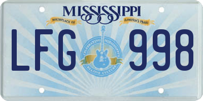 MS license plate LFG998