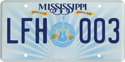 MS license plate LFH003