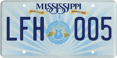 MS license plate LFH005