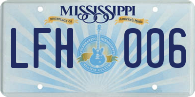 MS license plate LFH006