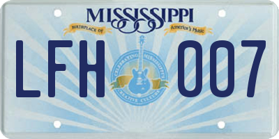 MS license plate LFH007