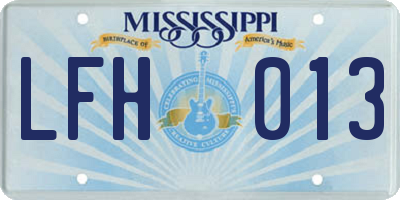 MS license plate LFH013