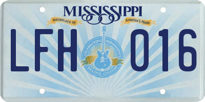 MS license plate LFH016