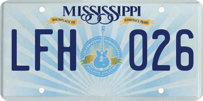 MS license plate LFH026