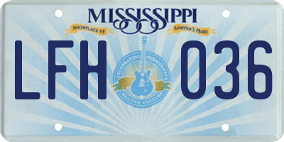 MS license plate LFH036