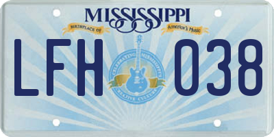 MS license plate LFH038