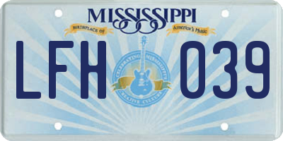 MS license plate LFH039