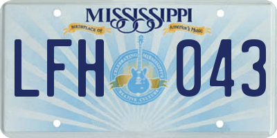 MS license plate LFH043