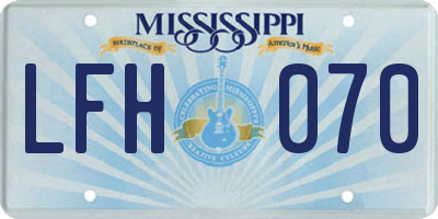 MS license plate LFH070