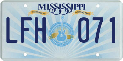 MS license plate LFH071