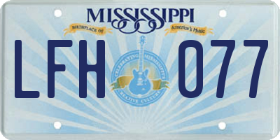 MS license plate LFH077